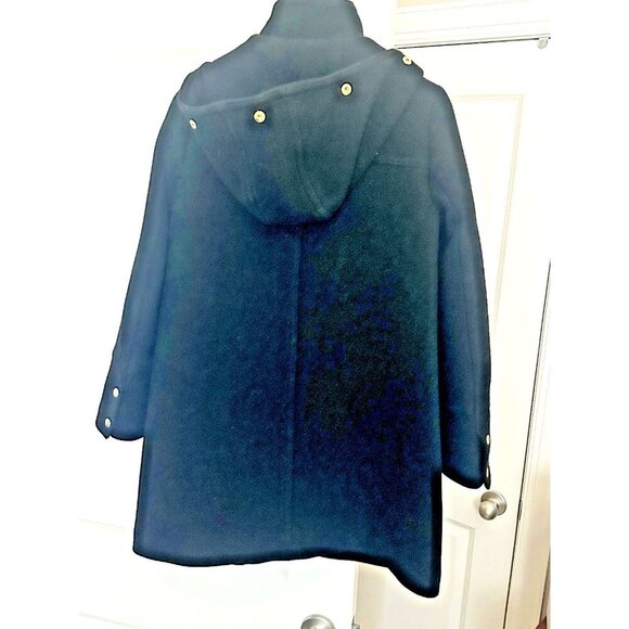 J. Crew Ws Sz 4 Italian Wool Hooded Parka By Nello Gori Black W/Gold Hardware - Picture 8 of 16